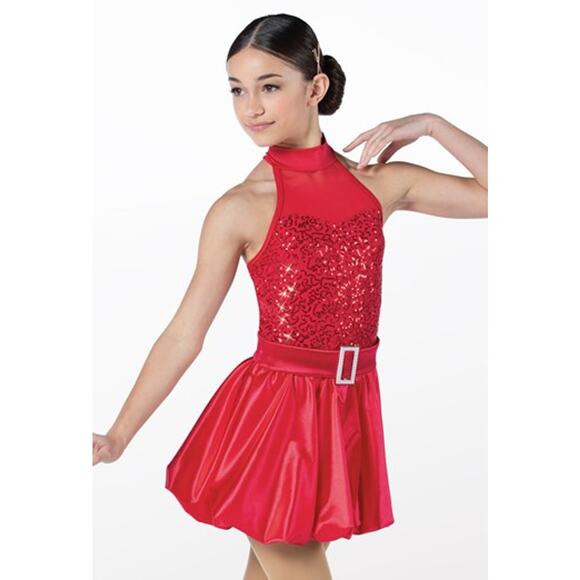 Dance Costume Weissman 14180 Medium Child Red Skirt Jazz Tap Sequin - Picture 1 of 3